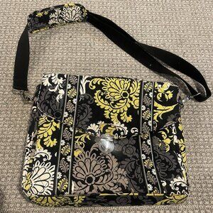 VERA BRADLEY Laptop Bag Work Essentials Briefcase Attaché Baroque Black Yellow